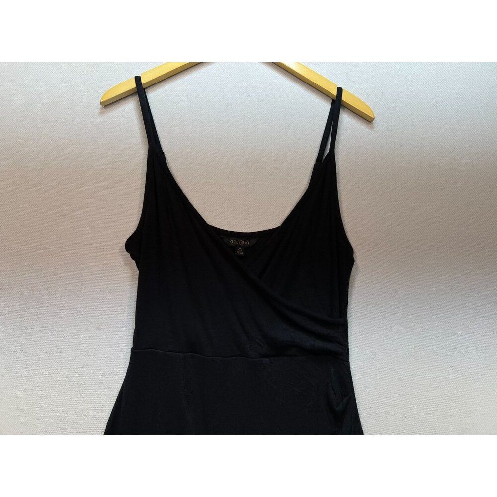 Goldray Women's One Piece Swim Dress Wrap Front Sleeveless Size PM Black Stretch - Picture 4 of 10
